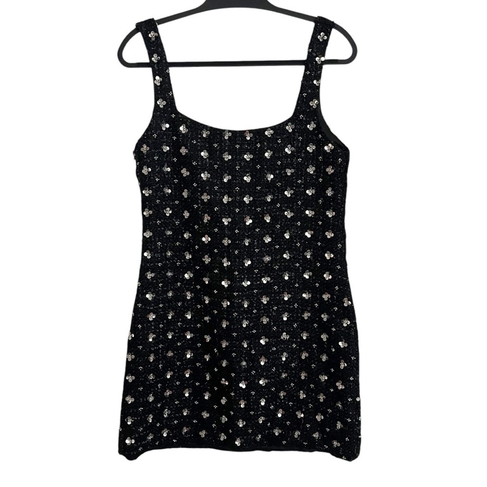 Storia Sequin Tweed Clovers Flowers Side Slit Mini Party Dress Size Large - Picture 6 of 16